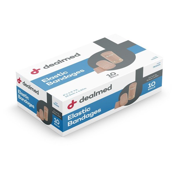 Dealmed Elastic Bandages, With Clip Closure, 6", 10/Bx, 5/Cs, 50PK 783666